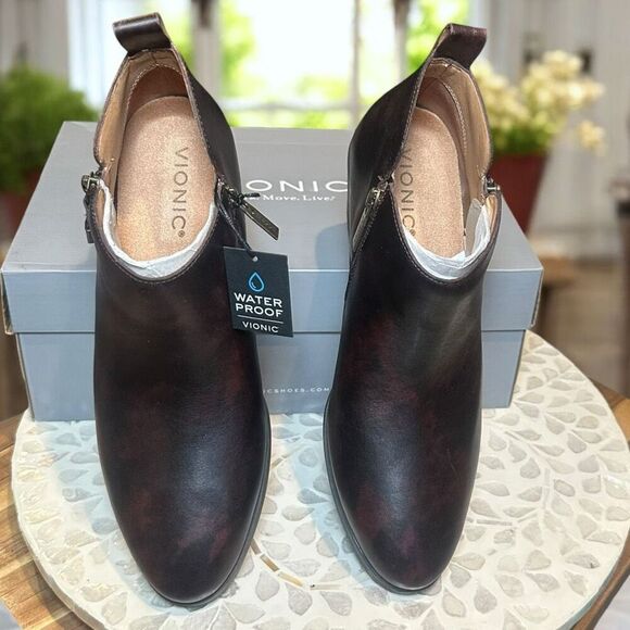 Vionic $170 Cecily Waterproof Leather Ankle Boot Dual Zip Orthotic Support Women - Picture 7 of 16